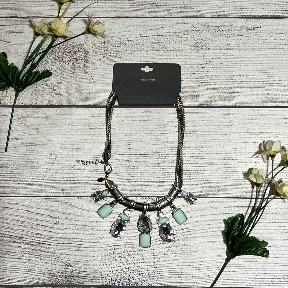 EXPRESS Embellished Diamond Silver Necklace - Picture 1 of 9